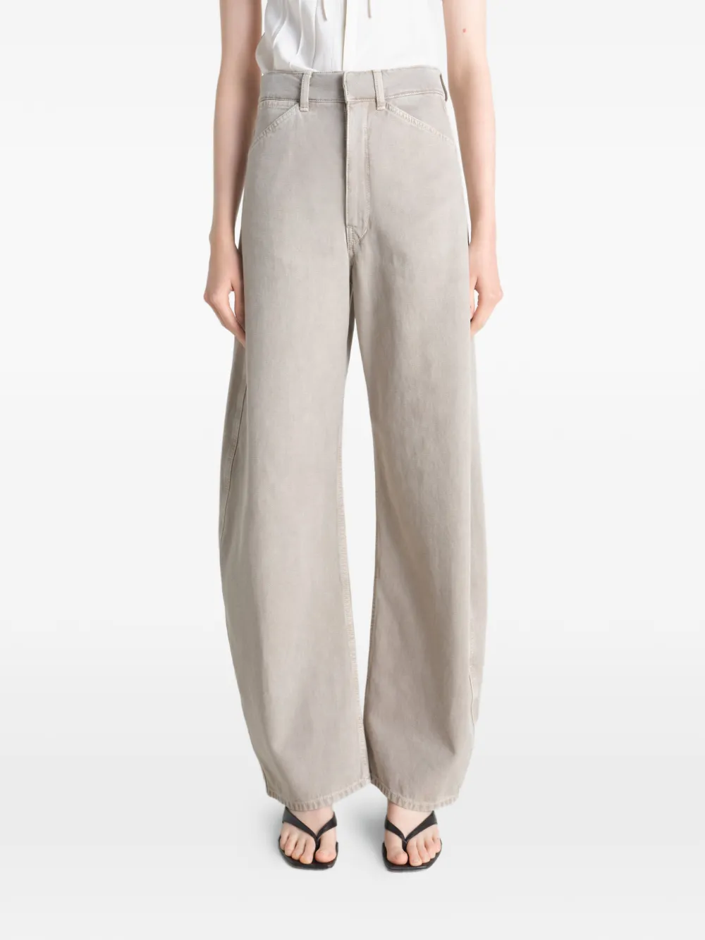 LEMAIRE High waist broek met gedraaide afwerking Beige