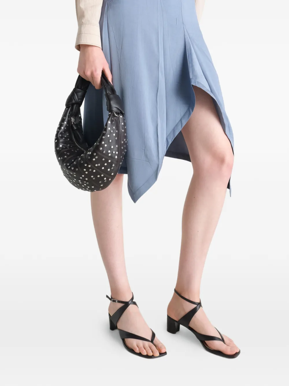 LEMAIRE Fortune Croissant kleine shopper met studs Bruin