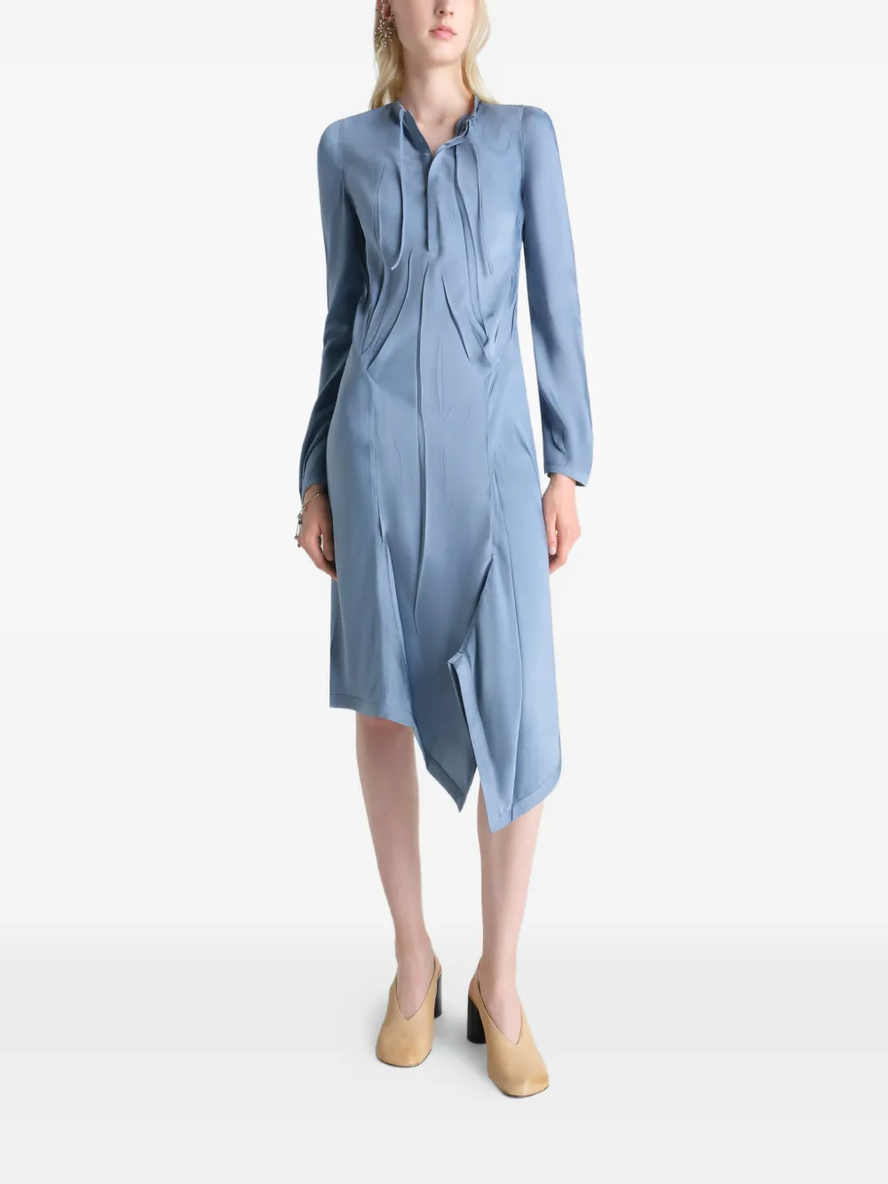 LEMAIRE Geplooide jurk van poly viscose twill Blauw