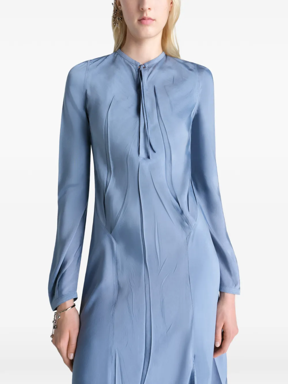 LEMAIRE Geplooide jurk van poly viscose twill Blauw
