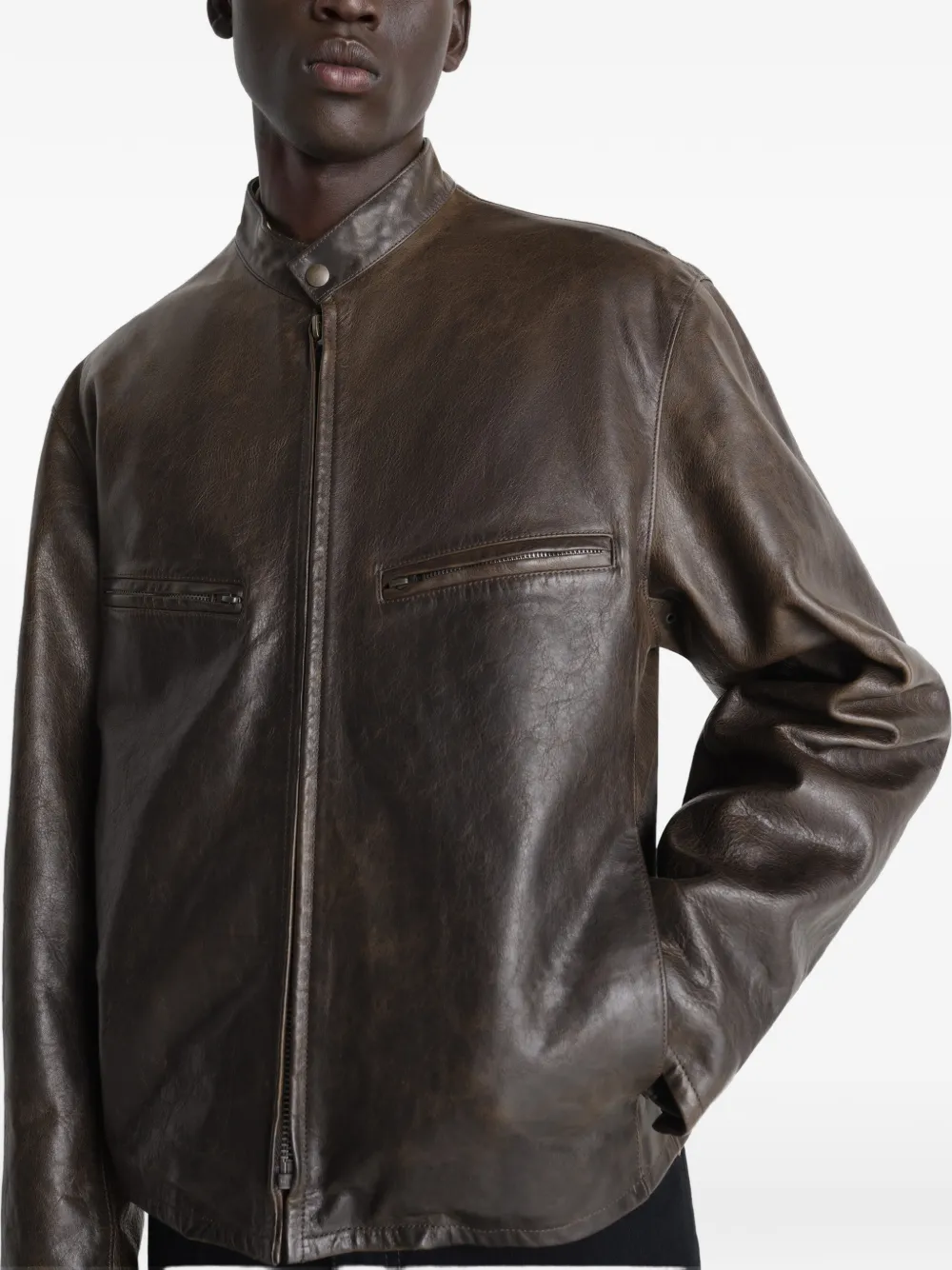  Lemaire Boxy Biker Jacket - Brown 