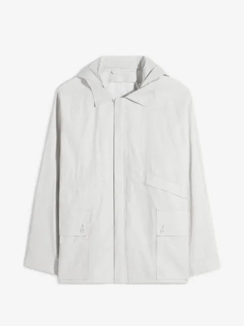 LEMAIRE Regenjacke mit abnehmbarer Kapuze aus beschichtetem technischem Leinen