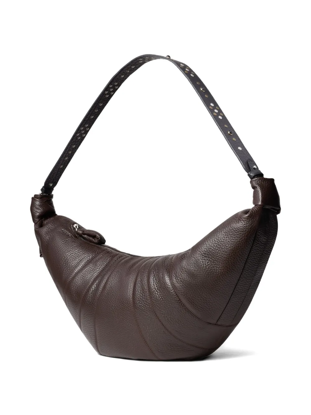  Lemaire Large Croissant Studded Shoulder Bag - Brown 