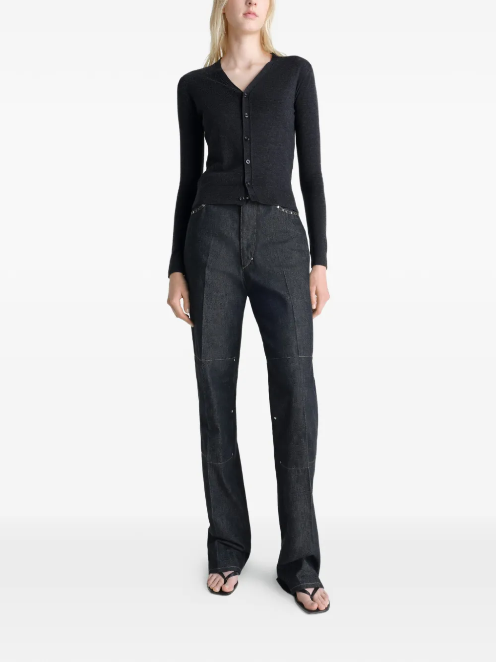  Lemaire V-neck Buttoned Cardigan - Grey 
