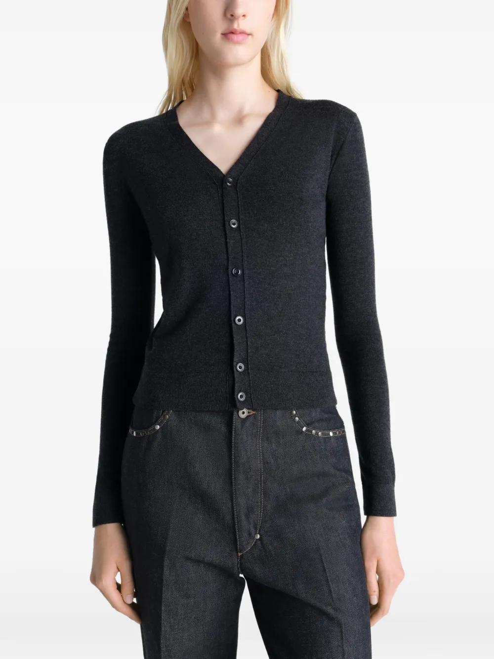  Lemaire V-neck Buttoned Cardigan - Grey 