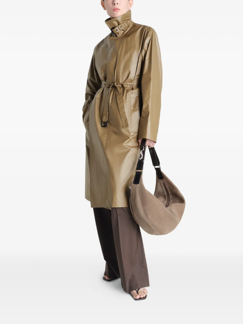  Lemaire Belted Wrap Coat - Neutrals 