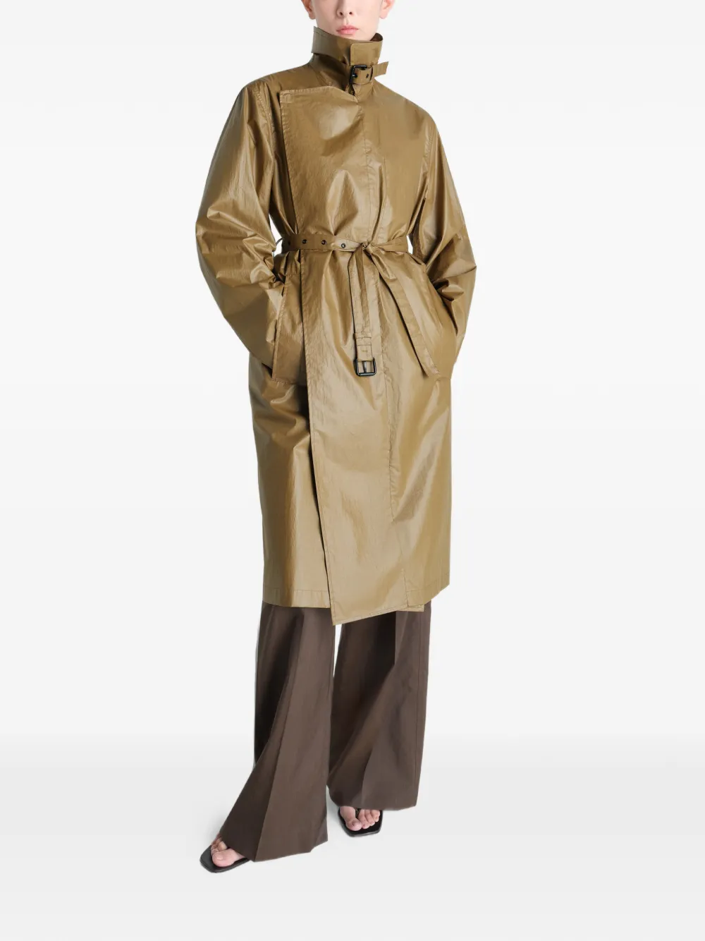  Lemaire Belted Wrap Coat - Neutrals 