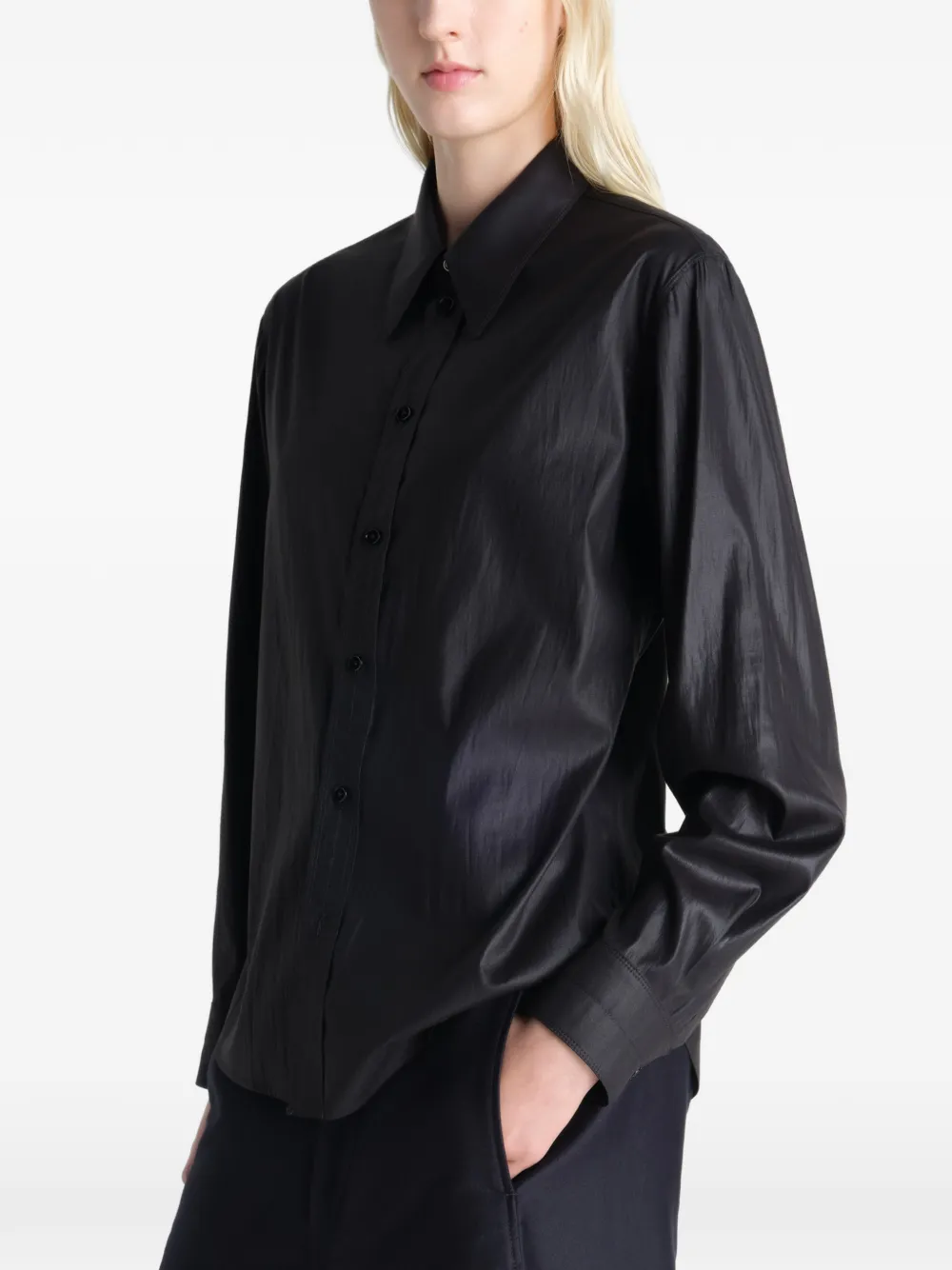 LEMAIRE Blouse met puntige kraag Zwart