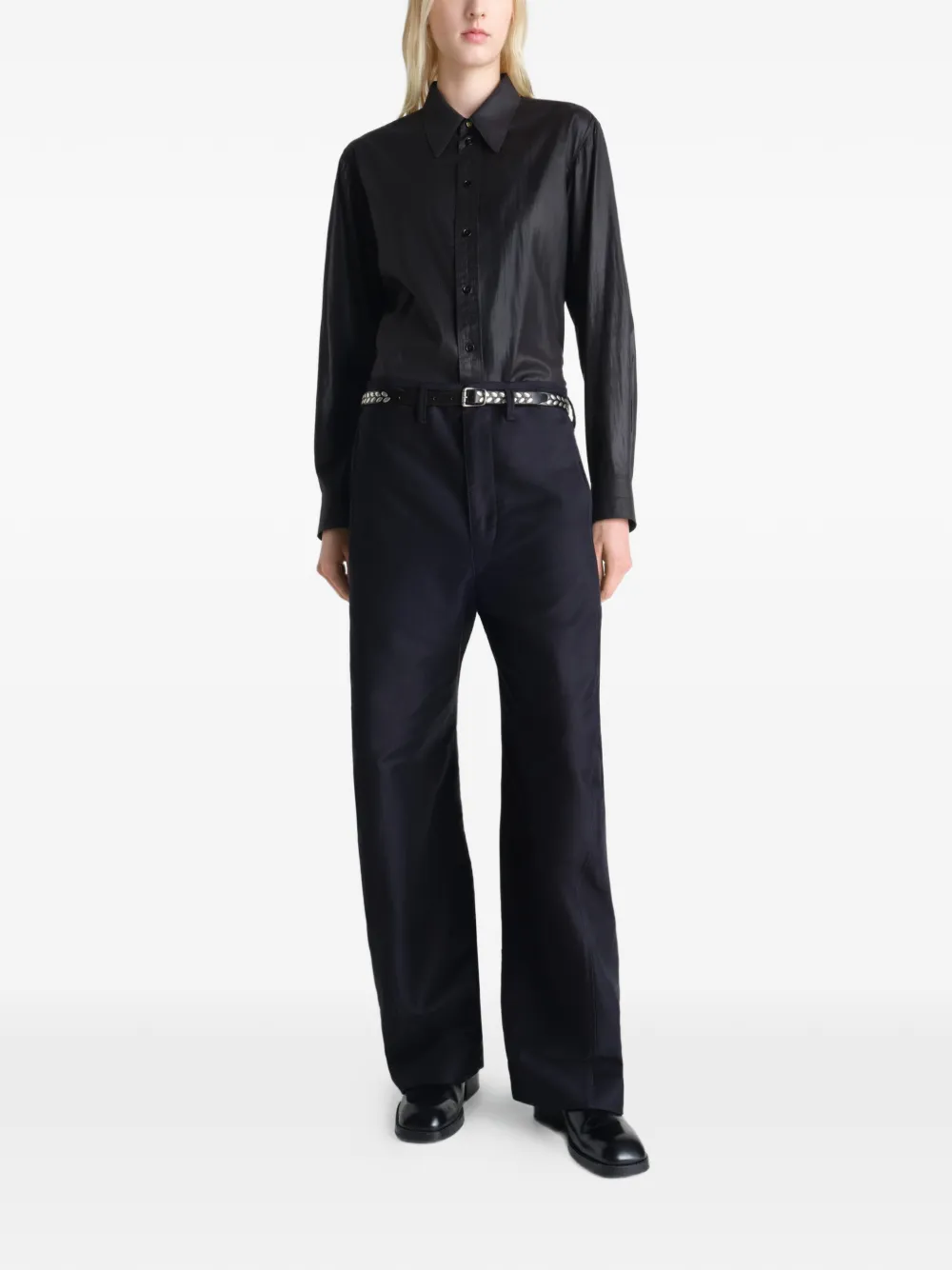  Lemaire Pointed-collar Shirt - Black 