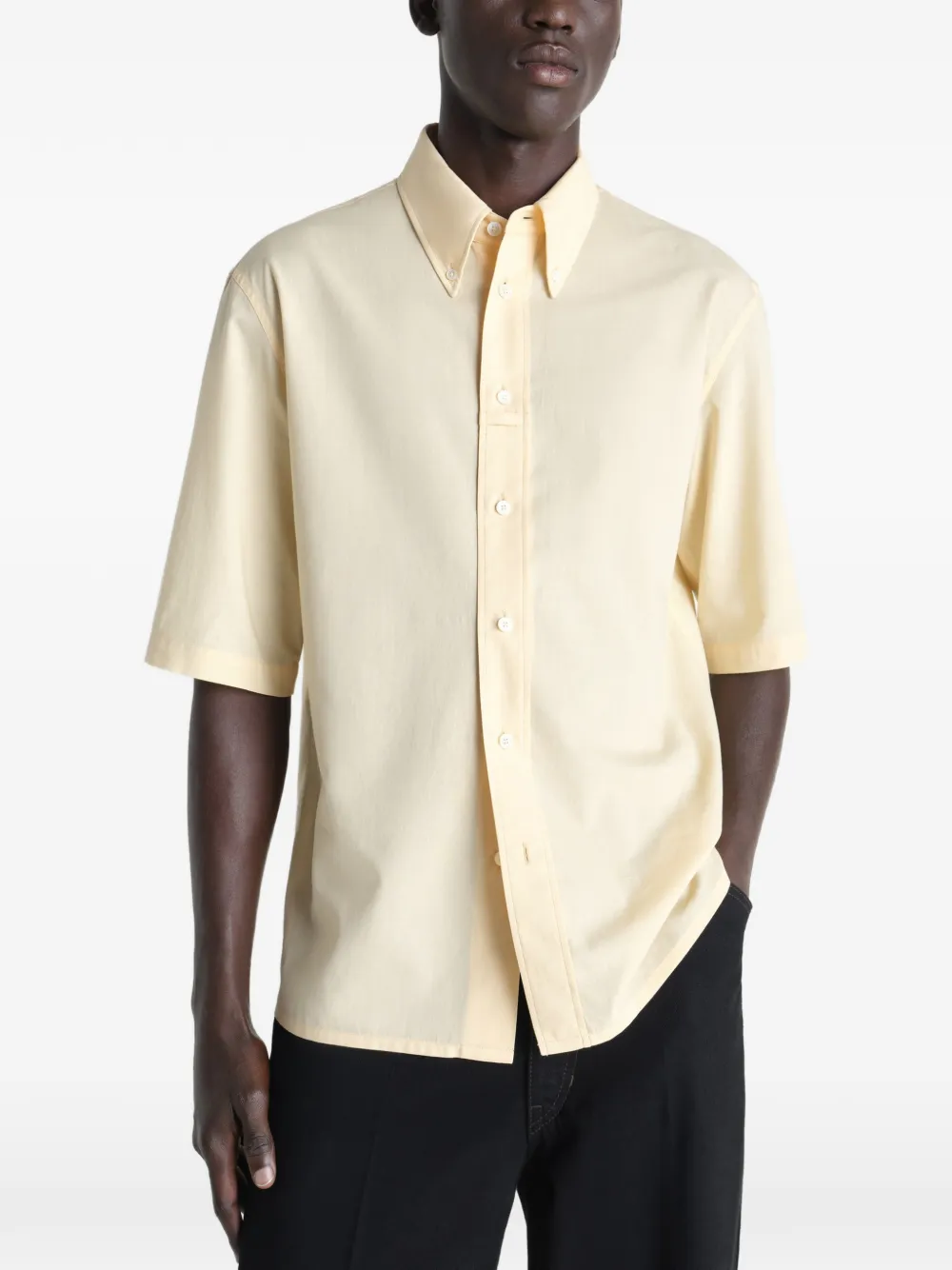  Lemaire Button-down Short-sleeves Shirt - Neutrals 
