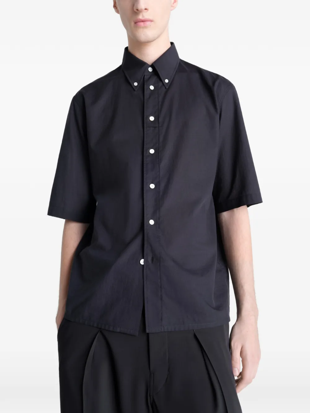  Lemaire Button-down Short-sleeves Shirt - Black 