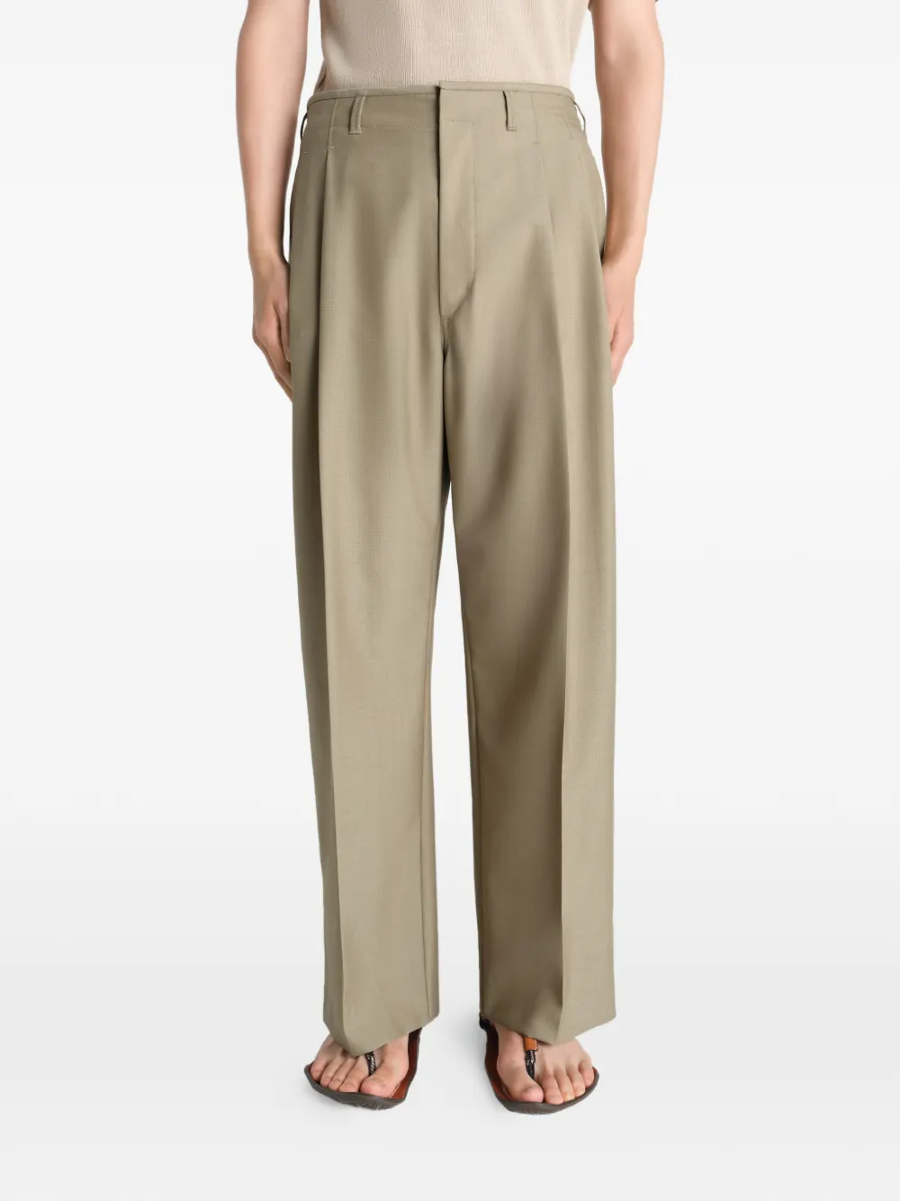 LEMAIRE Pleated Tailored Pants In Polywool | Neutrals | FARFETCH