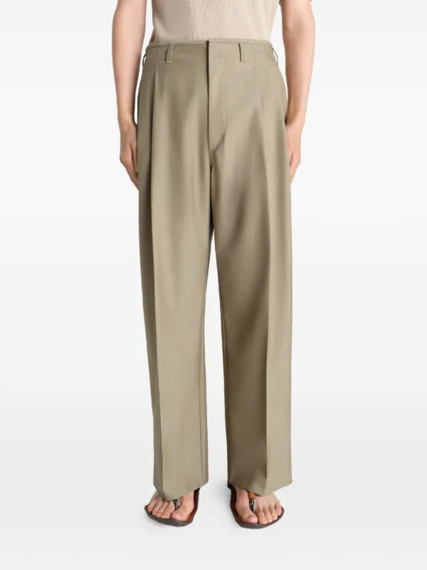 LEMAIRE Pleated Tailored Pants In Polywool | Neutrals | FARFETCH