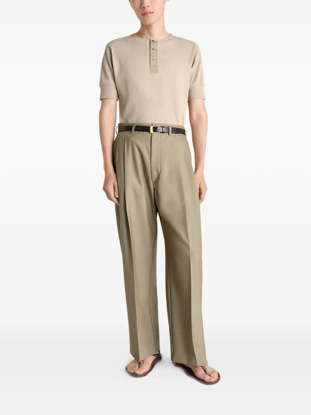Lemaire Pleated Tailored Trousers In Green