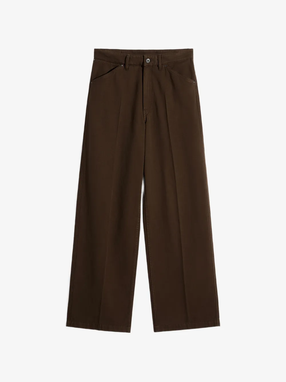 LEMAIRE wide pants in dyed broken twill | Brown | Image 1