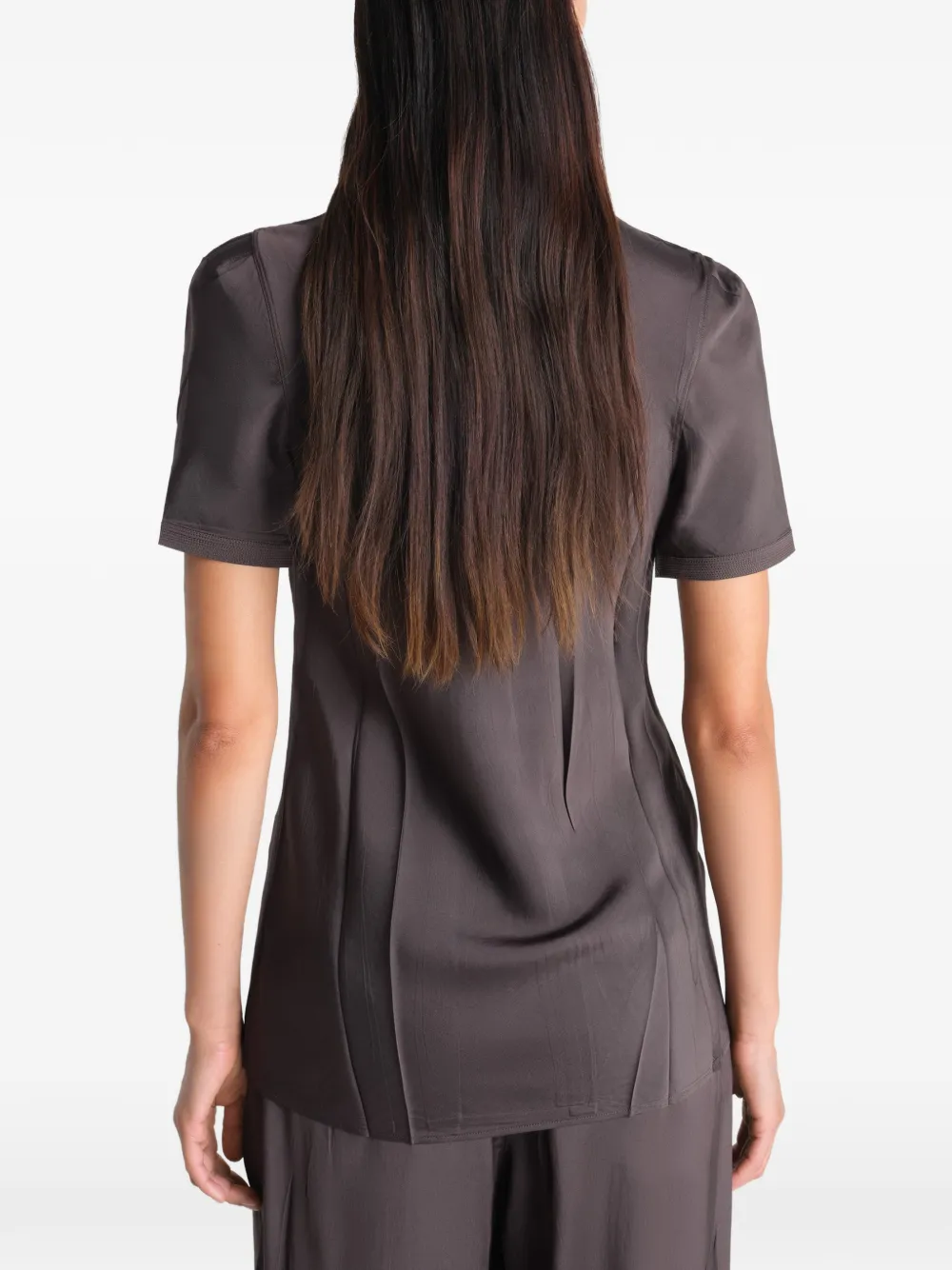 LEMAIRE Gekreukte getailleerde blouse van poly viscose twill Bruin