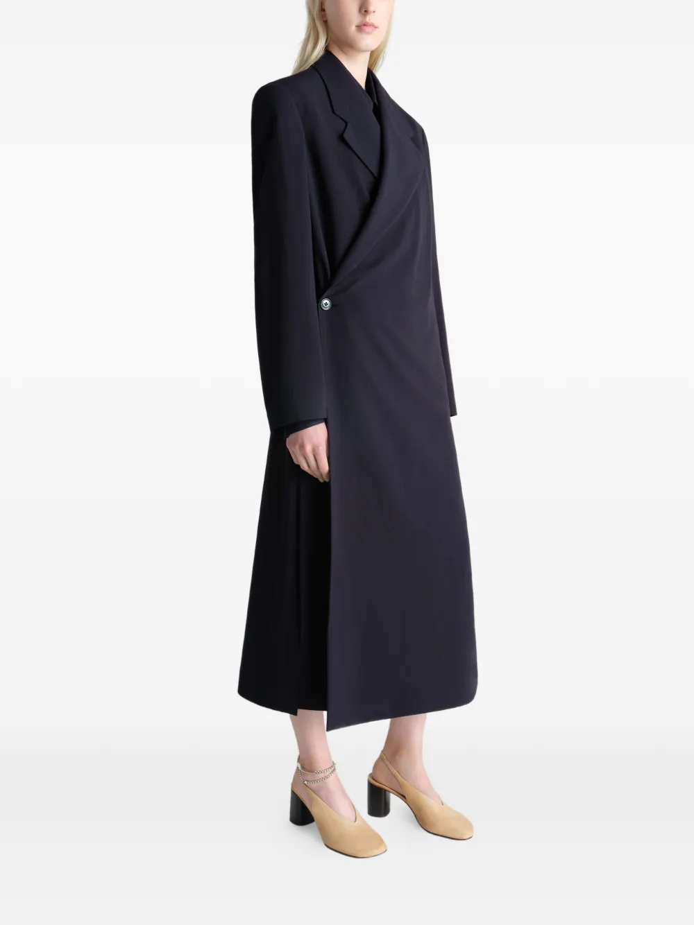  Lemaire Draped Wrap Coat - Black 