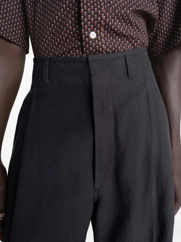LEMAIRE Pleated Tailored Pants In Viscose Linen Gabardine | Black