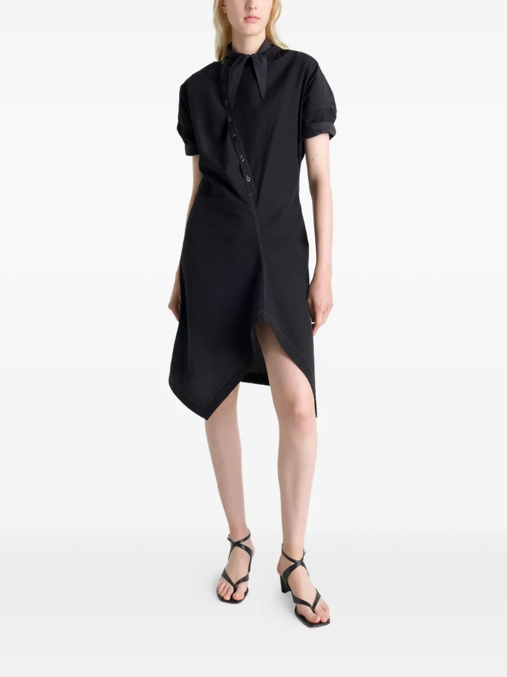 LEMAIRE Asymmetrische blousejurk Zwart