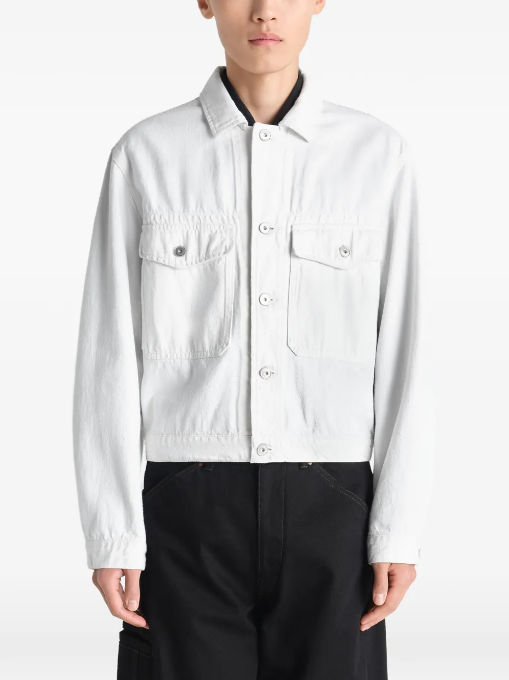  Lemaire Buttoned Trucker Jacket - White 