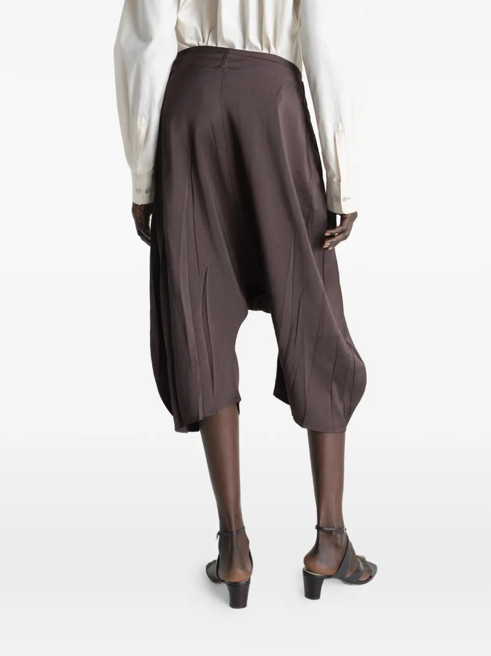 LEMAIRE Bermuda shorts met verlaagd kruis van poly viscose twill Bruin