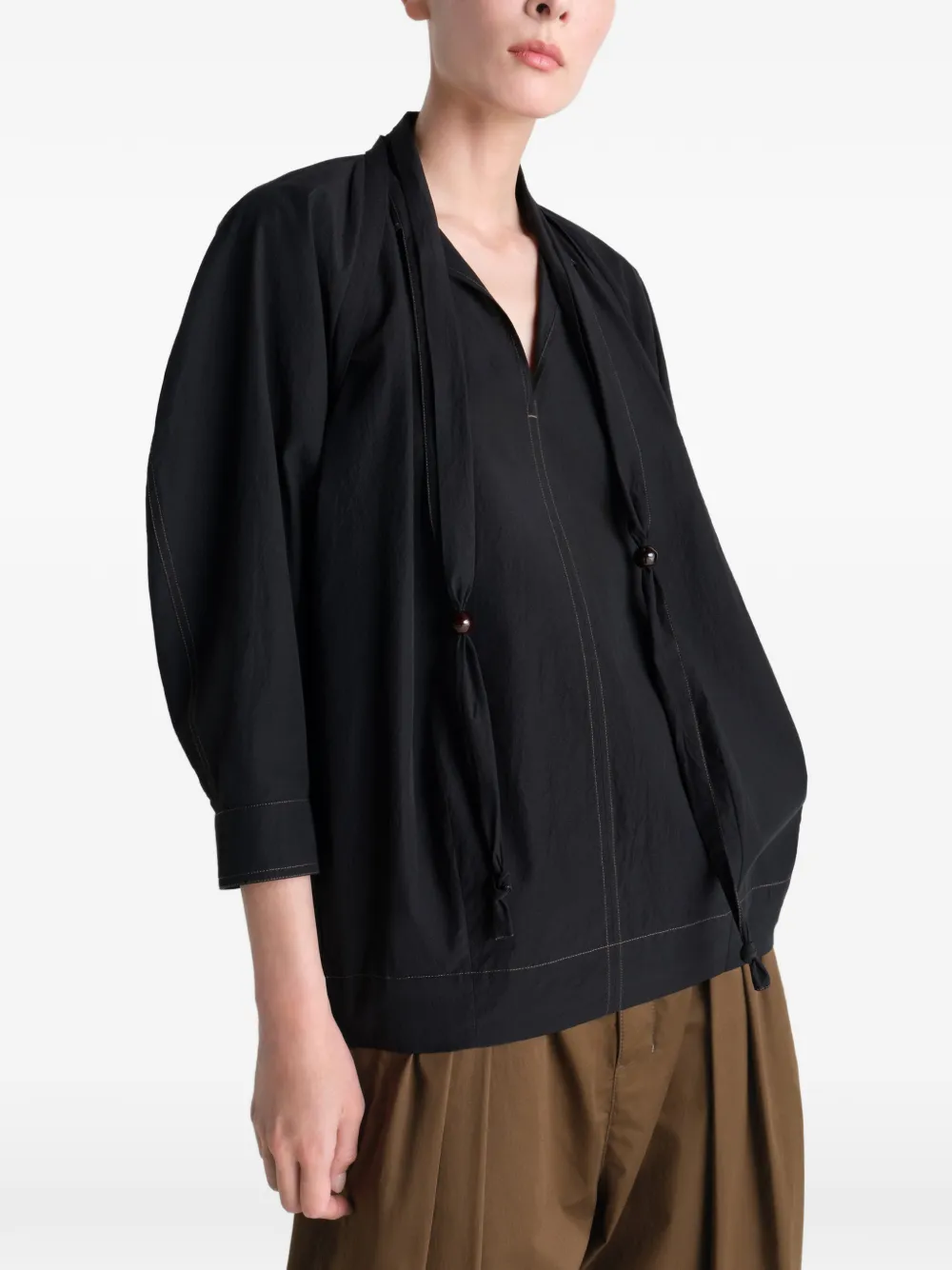  Lemaire Scarf Cotton Blouse - Black 
