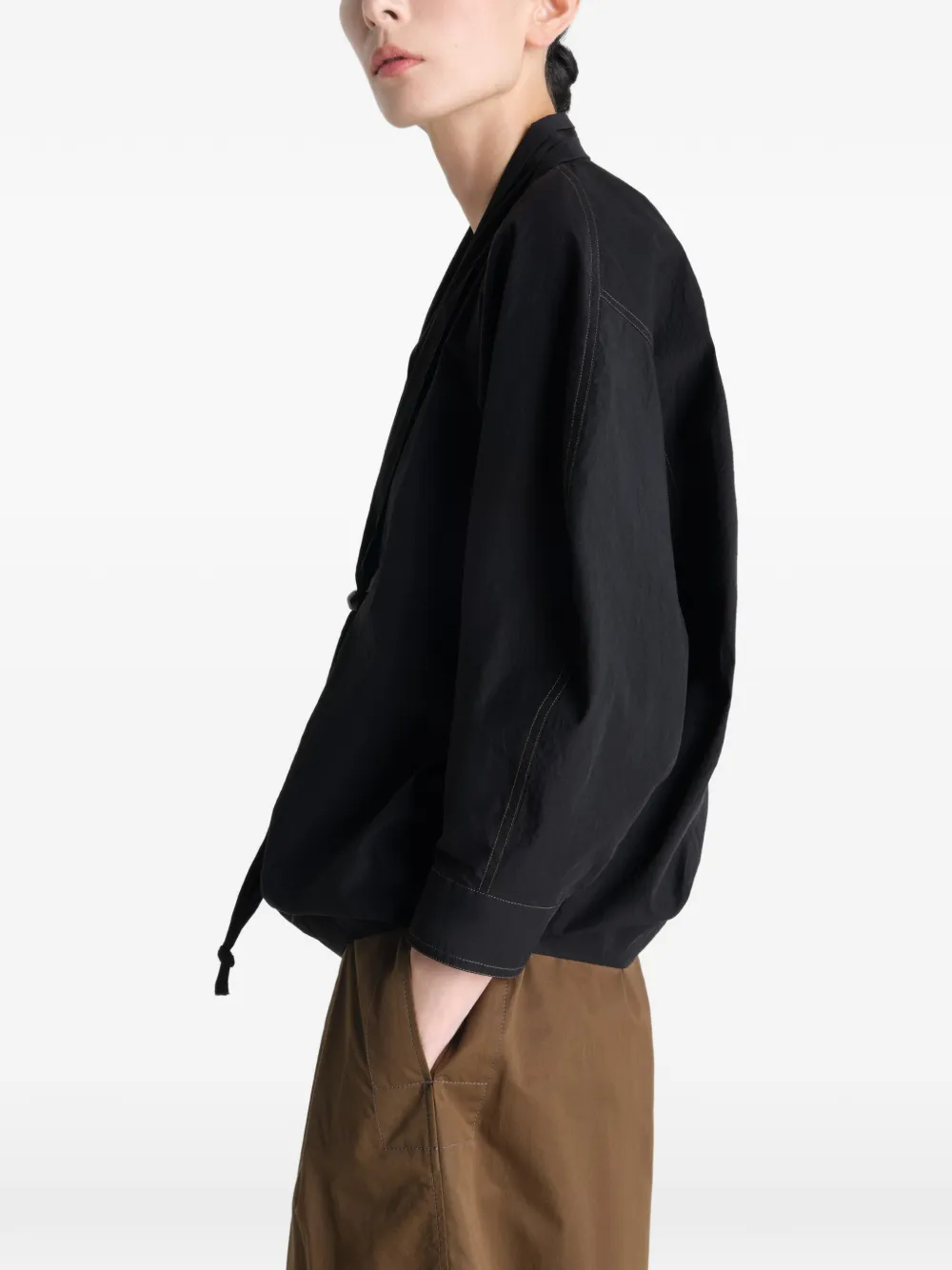 LEMAIRE Katoenen blouse met sjaal Zwart