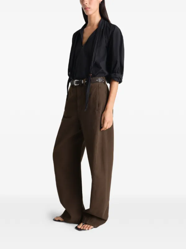 LEMAIRE Twisted Belted Pants In Dyed Heavy Broken Twill | Brown