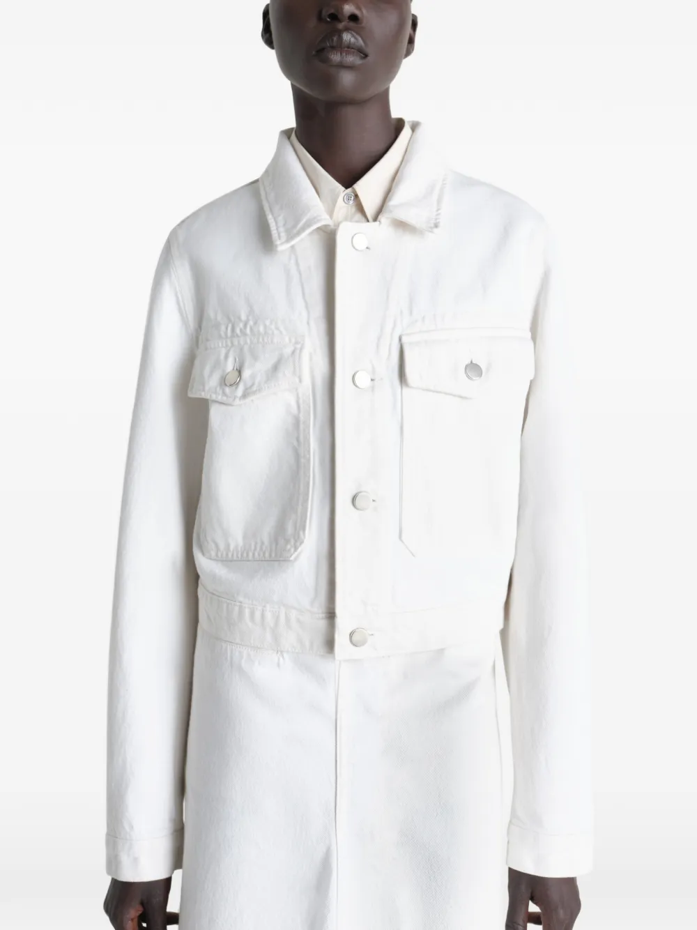  Lemaire Denim Cropped Blouson - White 