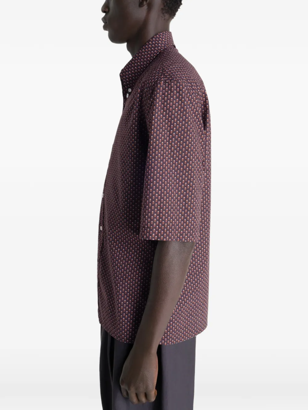 LEMAIRE Overhemd met geometrische print Bruin
