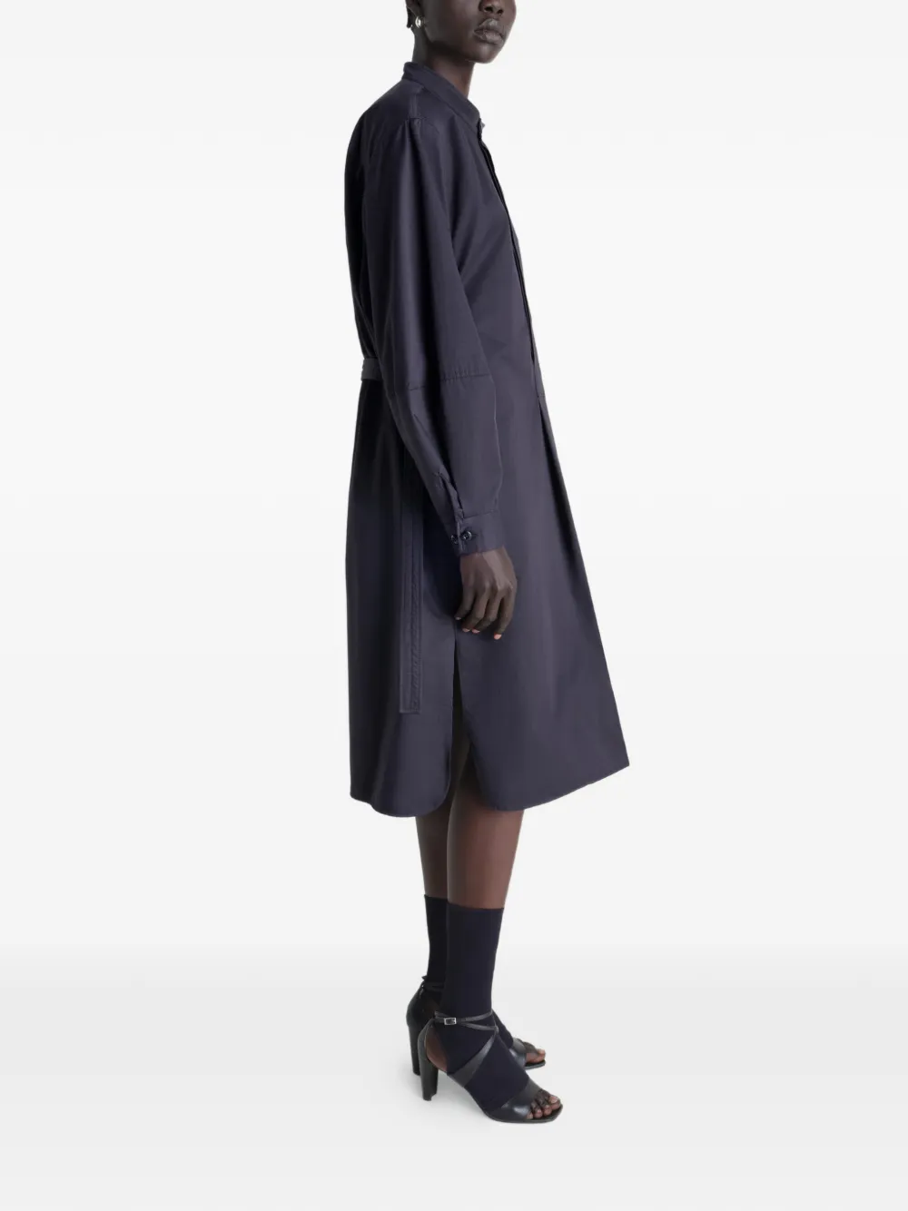  Lemaire Belt Mini Shirt Dress - Blue 
