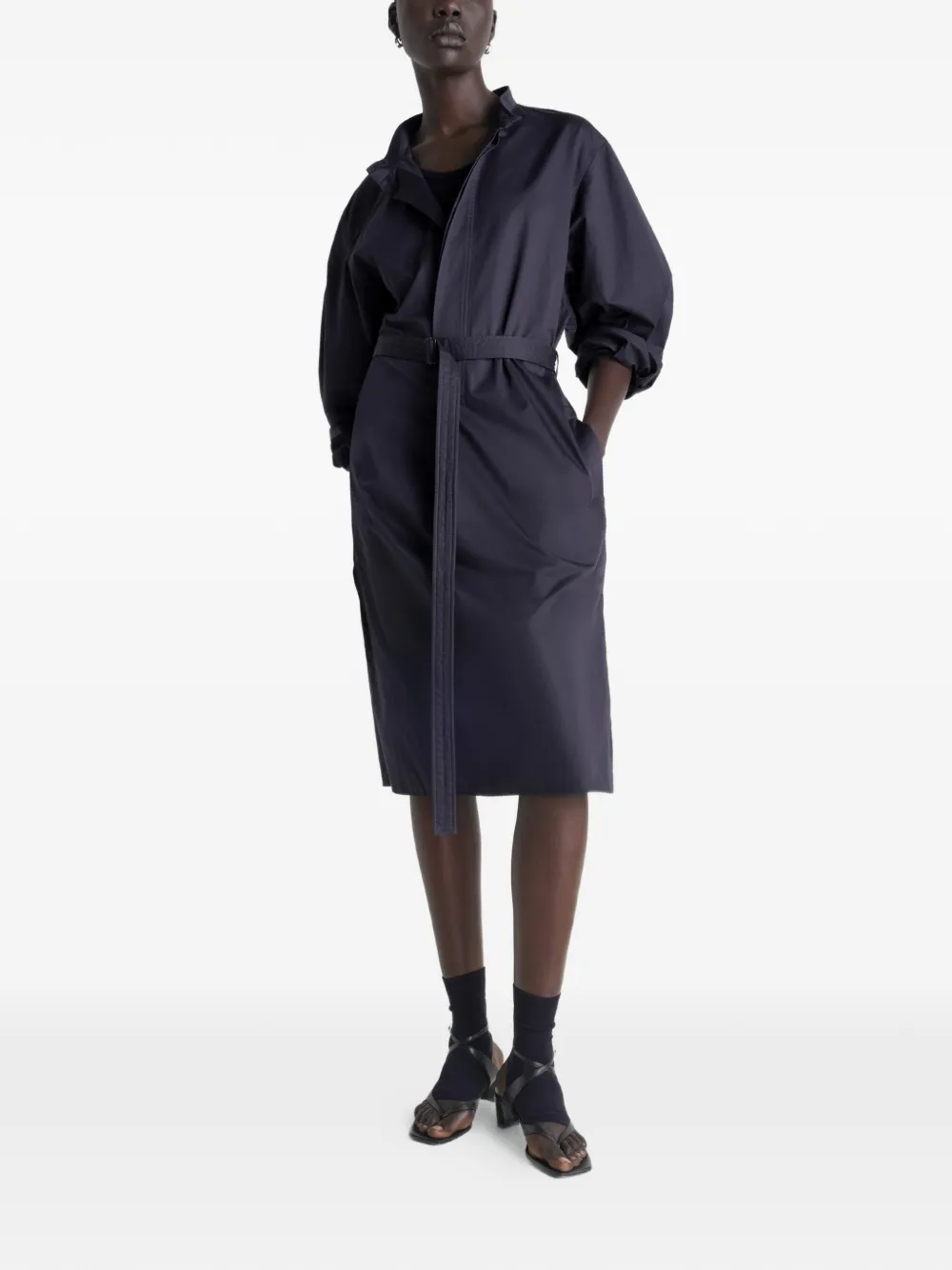  Lemaire Belt Mini Shirt Dress - Blue 