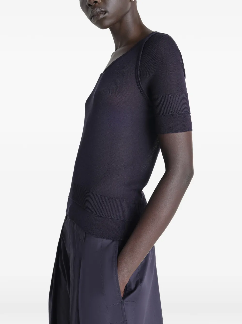 LEMAIRE Trompe l'oeil top met korte mouwen Blauw