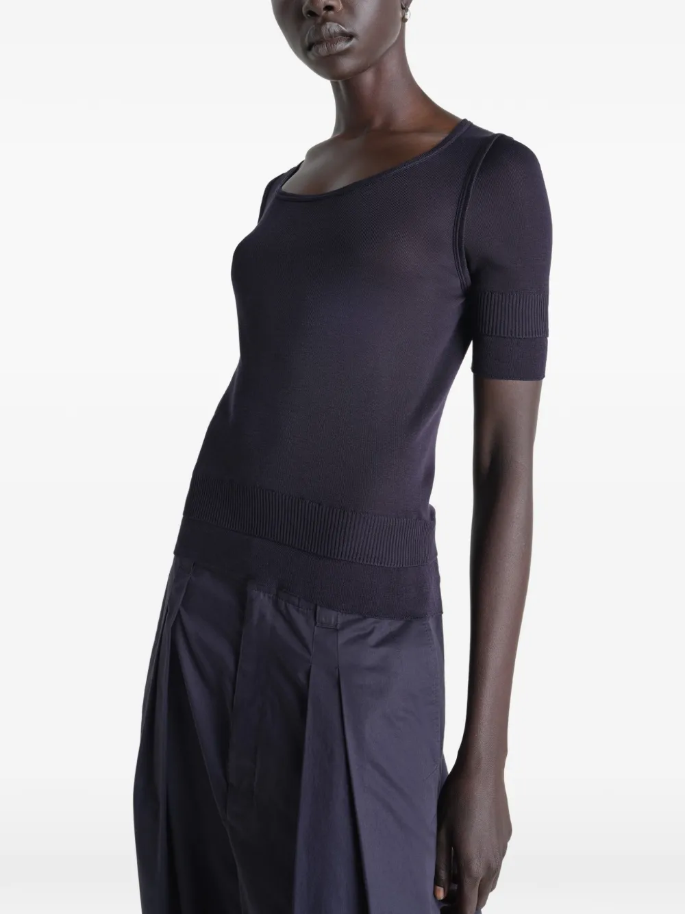 LEMAIRE Trompe l'oeil top met korte mouwen Blauw