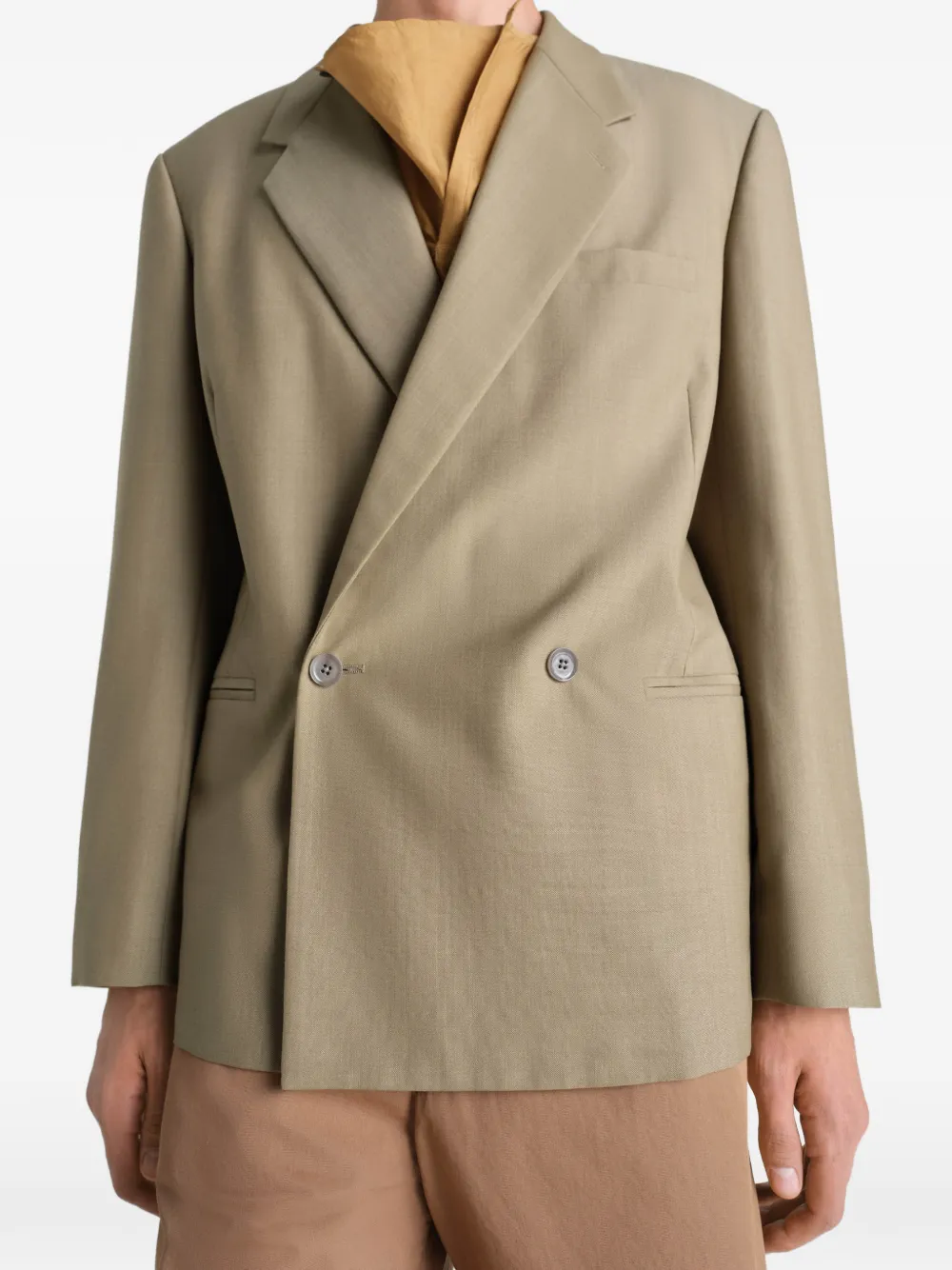 Lemaire Double-breasted Tailored Jacket in Neutrals, view 5