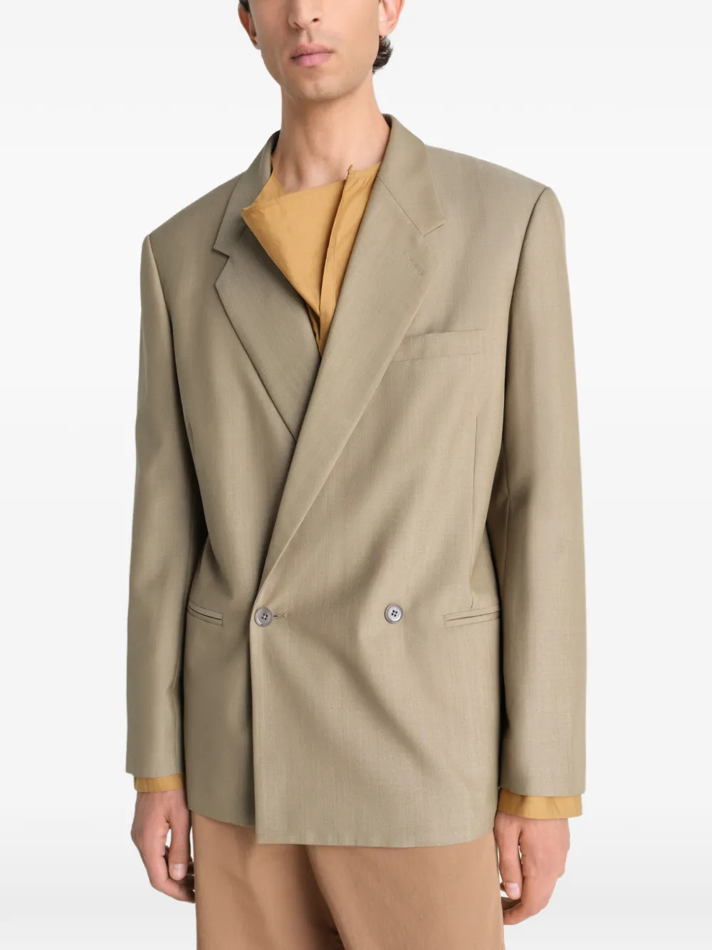 Lemaire Double-breasted Tailored Jacket in Neutrals, view 4
