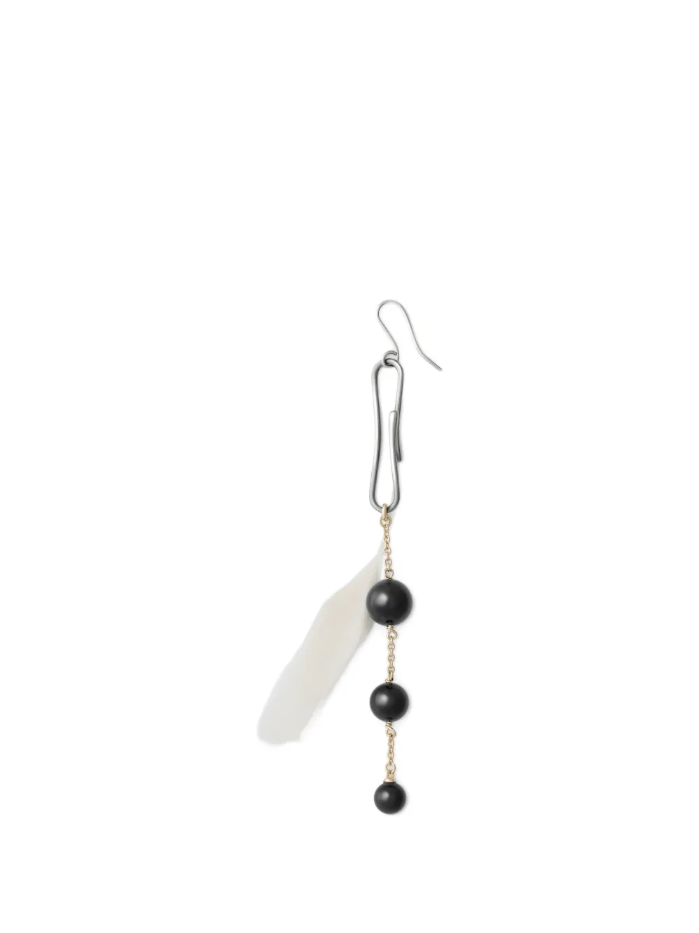 LEMAIRE onyx feather dot earrings - Argento
