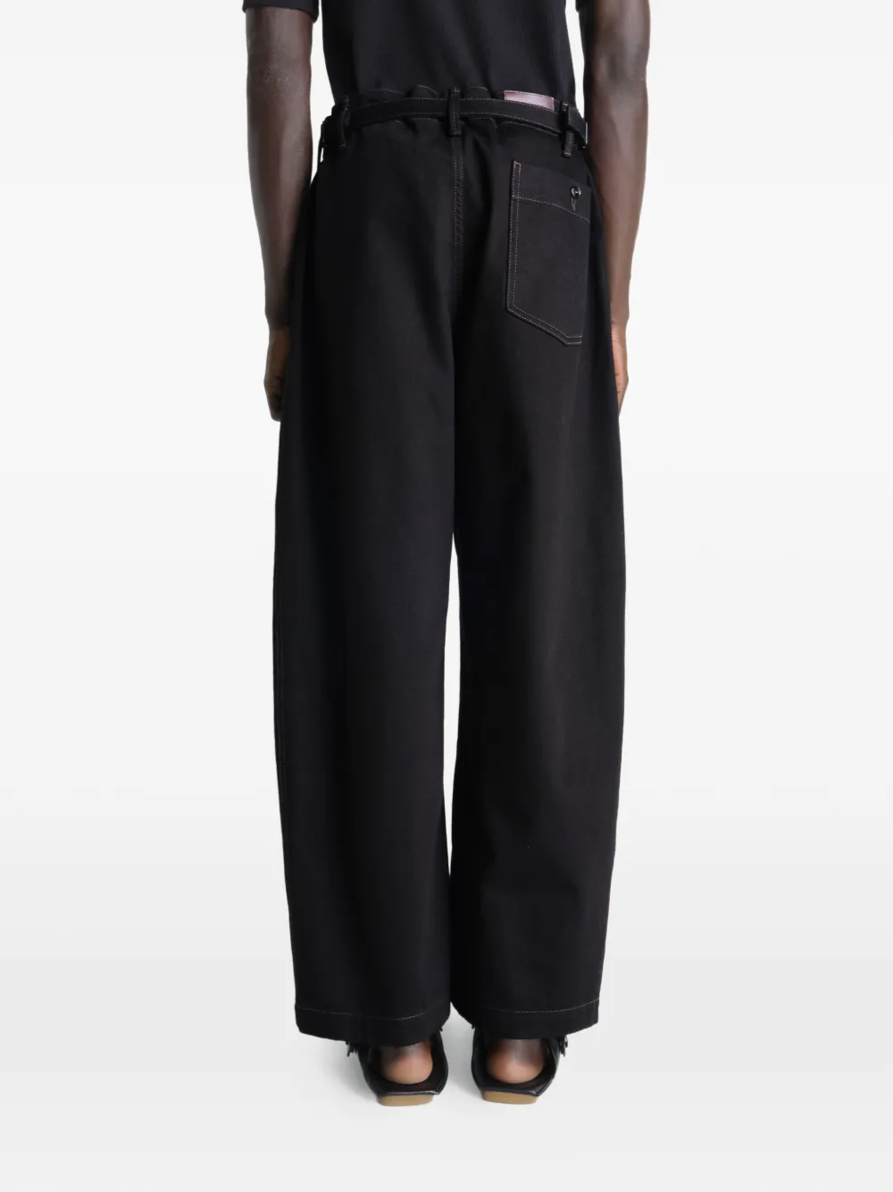 LEMAIRE Maxi Workwear broek met wijde pijpen Zwart