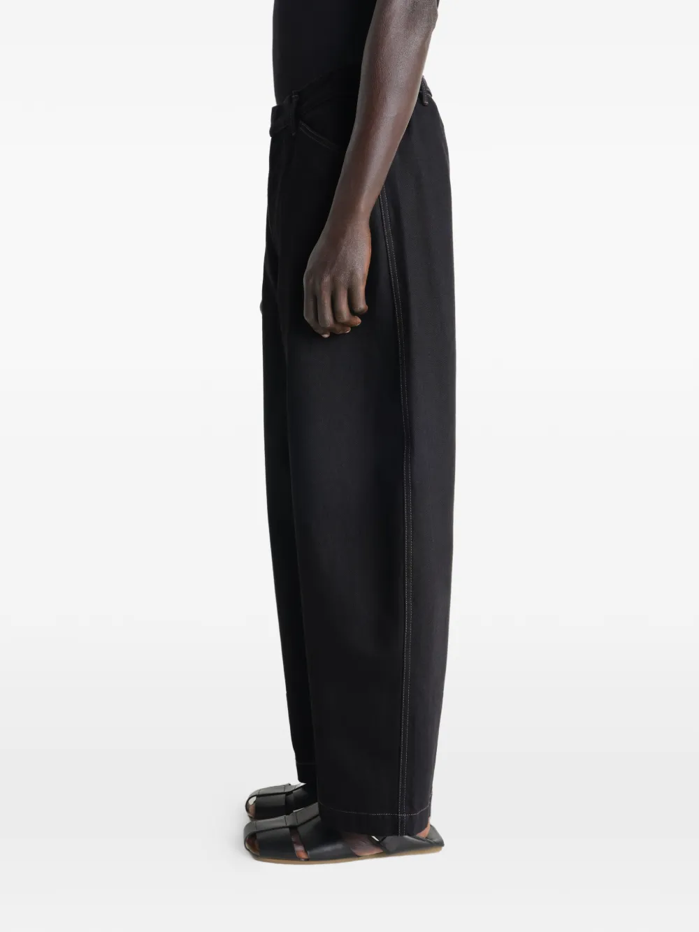 LEMAIRE Maxi Workwear broek met wijde pijpen Zwart