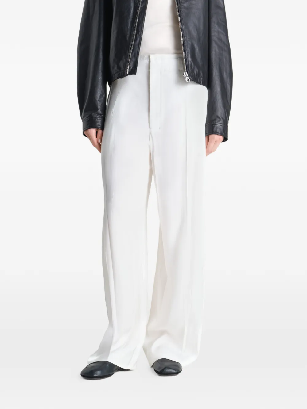 LEMAIRE Gevoerde leren slippers Zwart