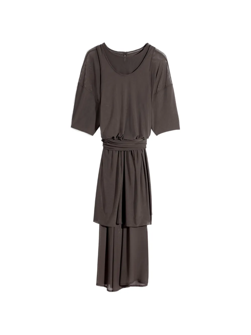 LEMAIRE draped mesh double layer dress - Marrone