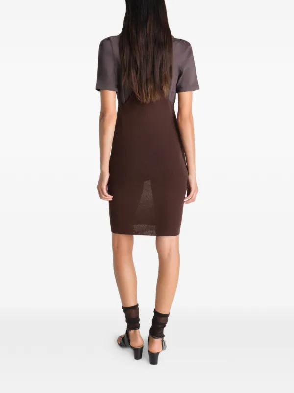 brown racerback dress Stateside Linen Racerback Mix Media Midi Dress