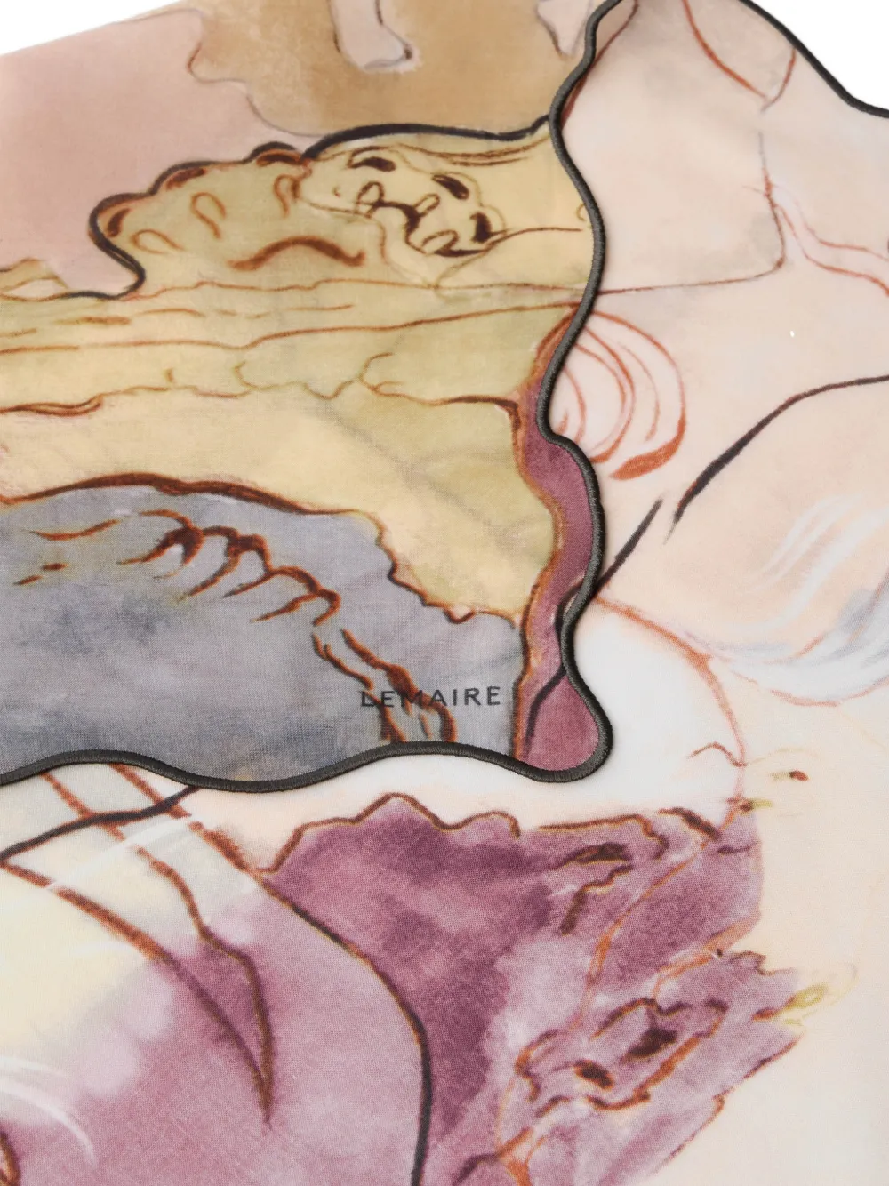  Lemaire Watercolour-print Square Scarf - Neutrals 