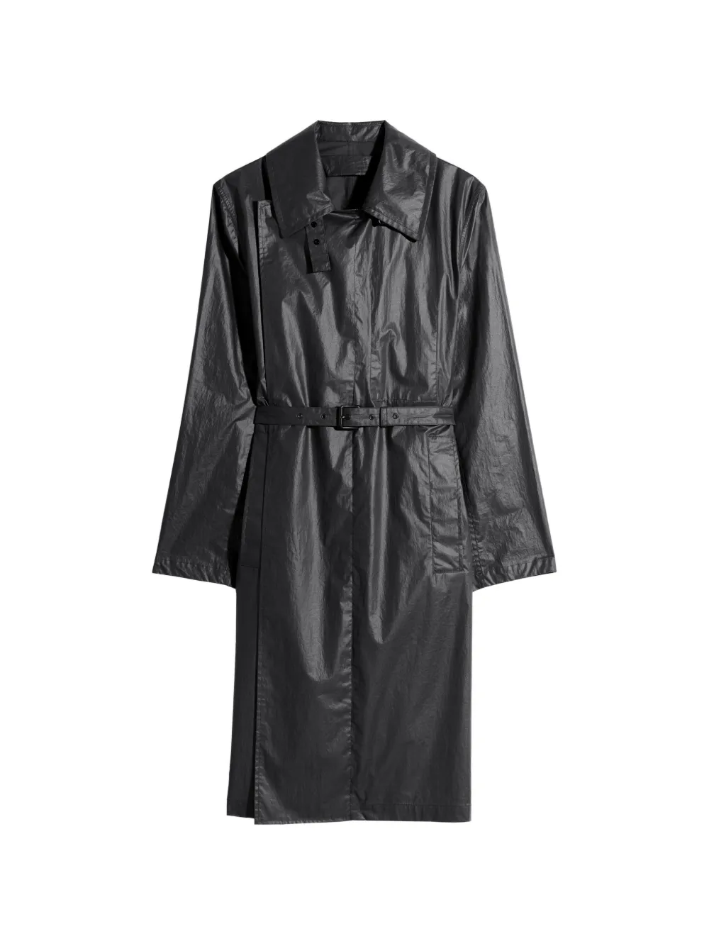LEMAIRE belted collar wrap coat - Nero