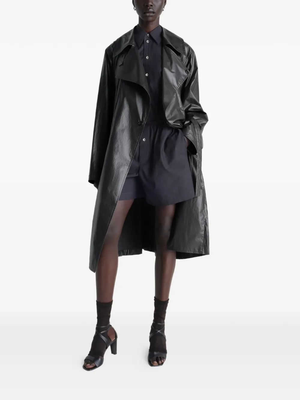 belted collar wrap coat