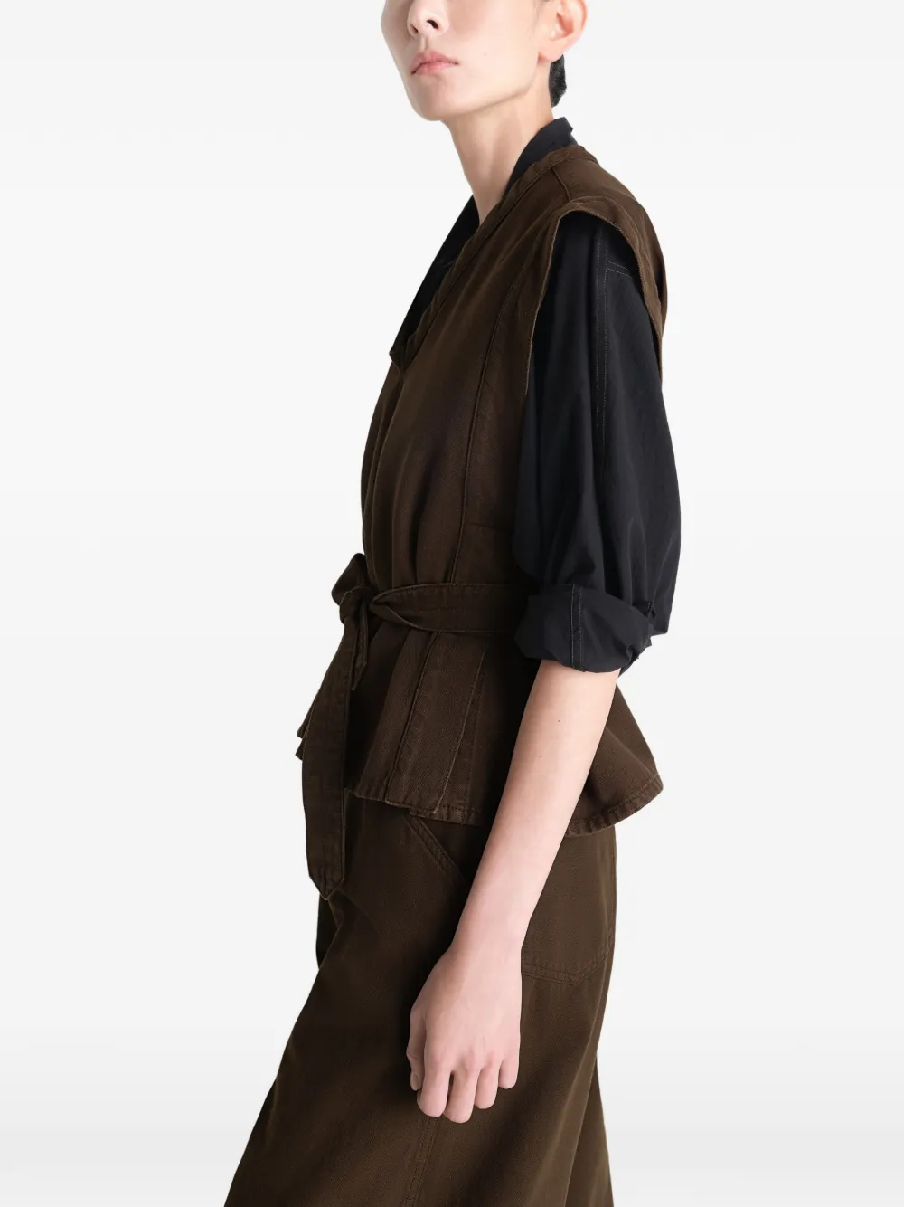 LEMAIRE Kasjmier spencer van geverfd twill Bruin
