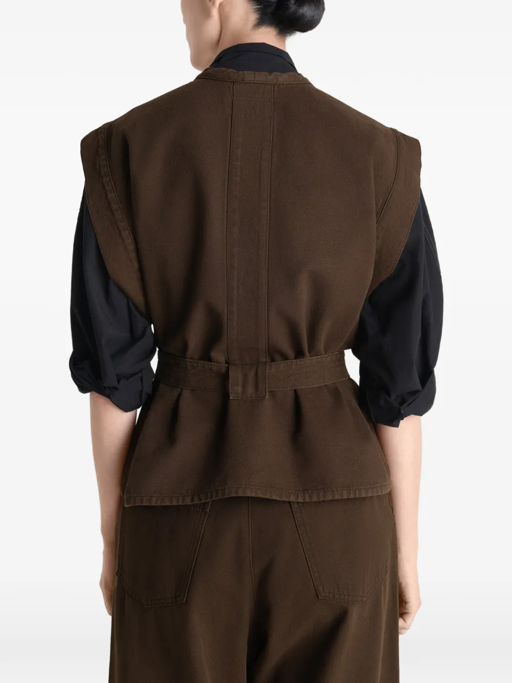 LEMAIRE Kasjmier spencer van geverfd twill Bruin