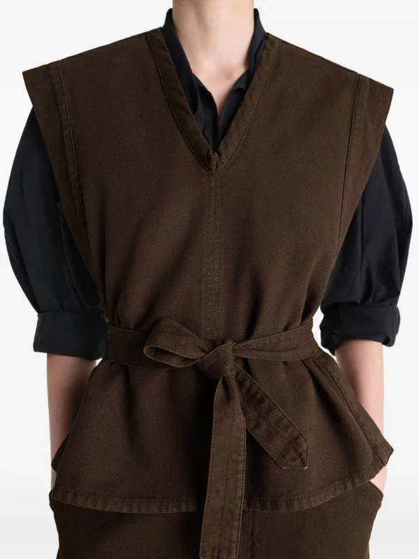LEMAIRE Chasuble Vest In Dyed Broken Twill | Brown | FARFETCH