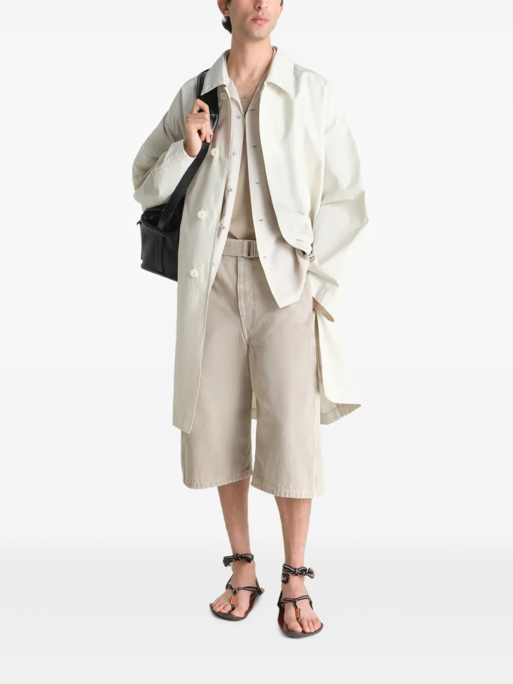  Lemaire Classic Woven Car Coat - Neutrals 