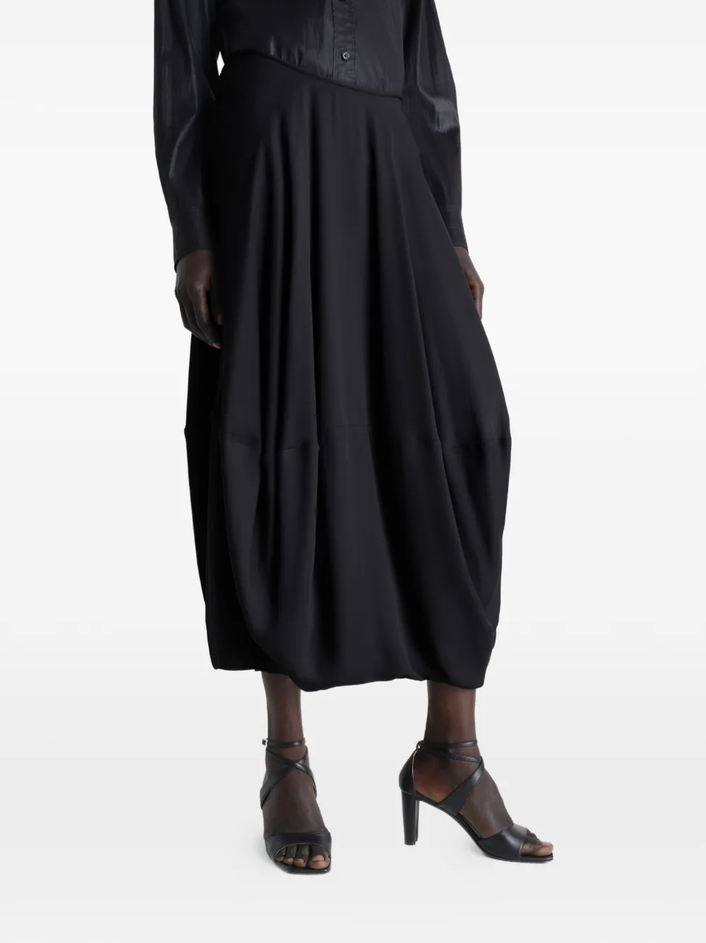 LEMAIRE Crêpe rok met ballon Zwart